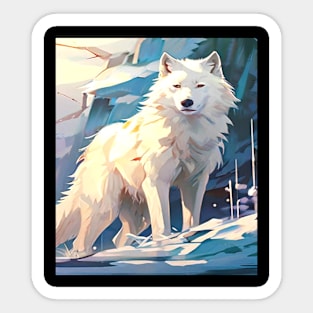 White Wolf, Graphic Design With Wild Animals Sticker